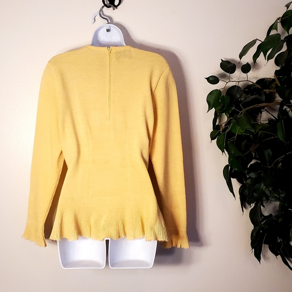 Rare! Retro LEVINO VERNA Yellow Sweater Top Sz. M - Picture 5 of 6